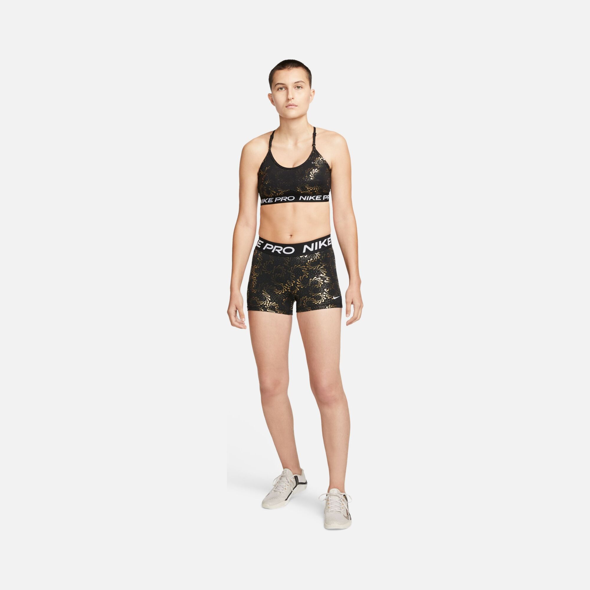 Nike Pro Indy Light-Support Padded Strappy Sparkle Sports Training Kadın Bra