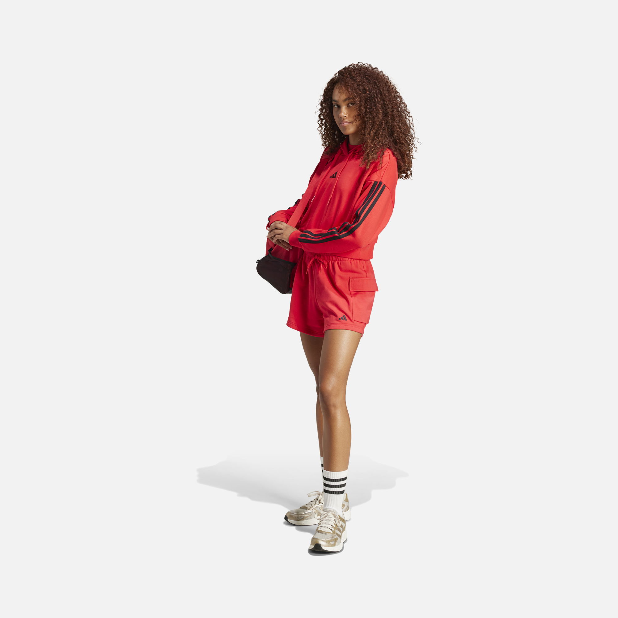 adidas Sportswear Essentials 3-Stripes French Terry Crop Hooded Kadın Sweatshirt