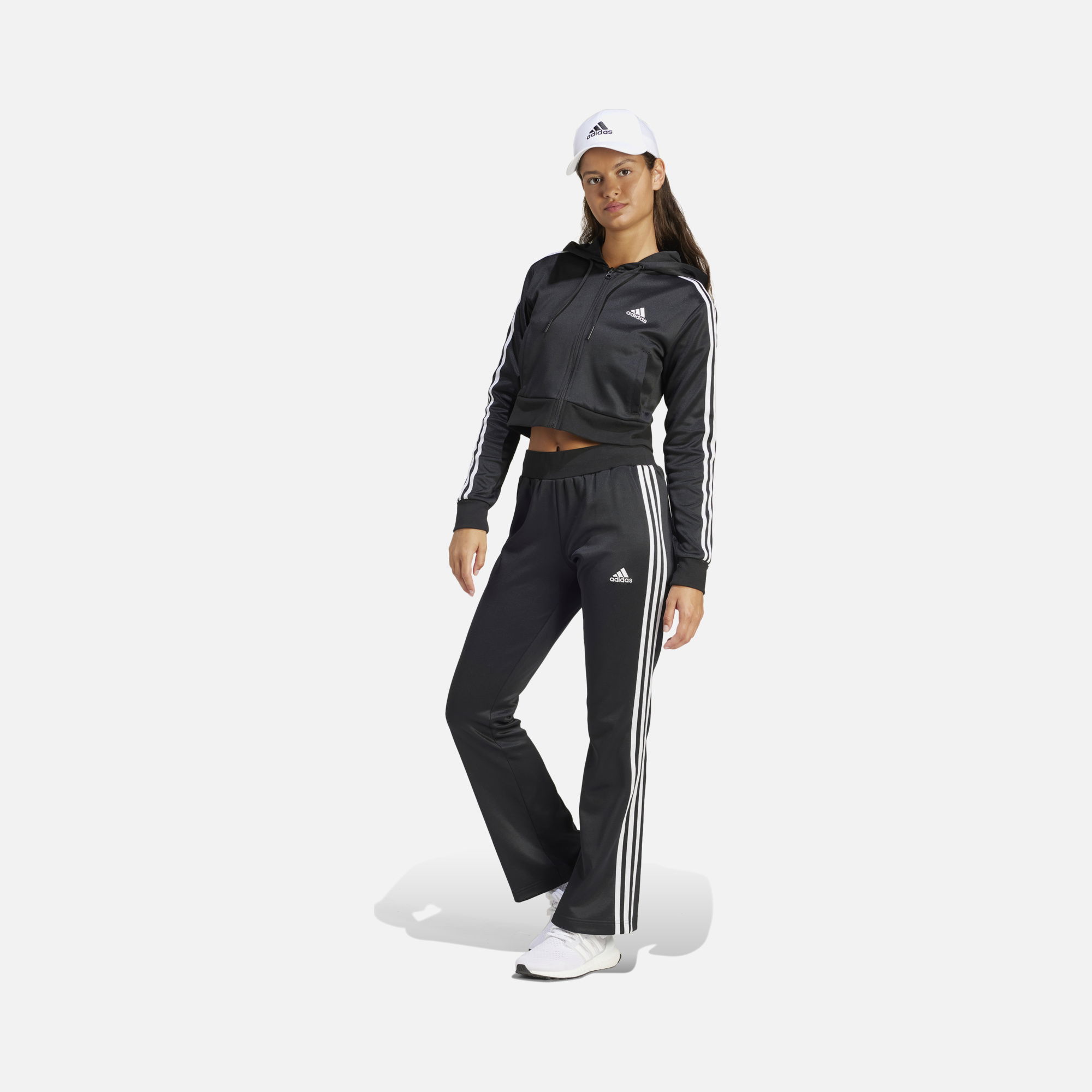 adidas Sportswear Glam Crop Length Top Full-Zip Hoodie Kadın Eşofman Takımı