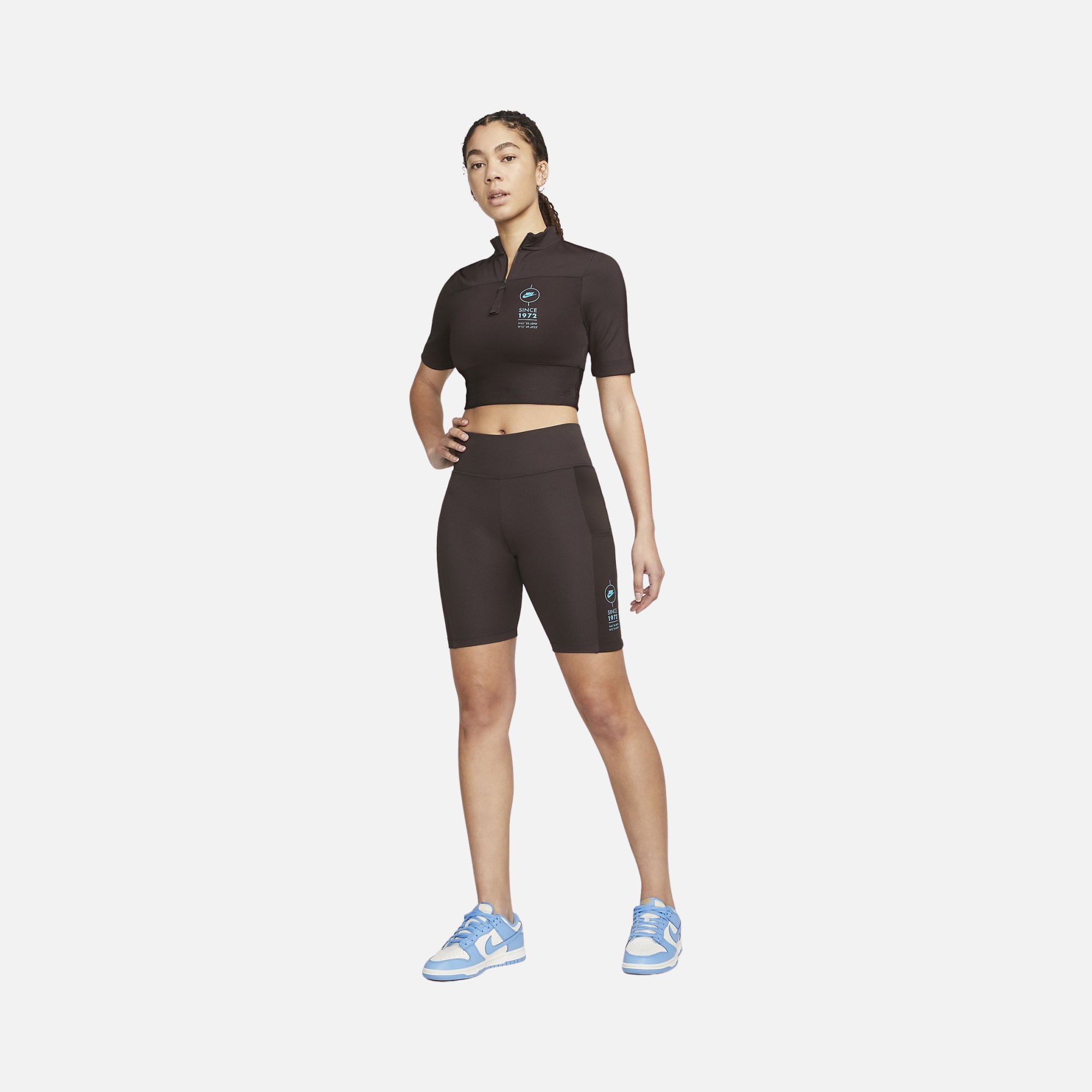 Nike Sportswear Ribbed 1/2 Zip Short-Sleeve Kadın Tişört