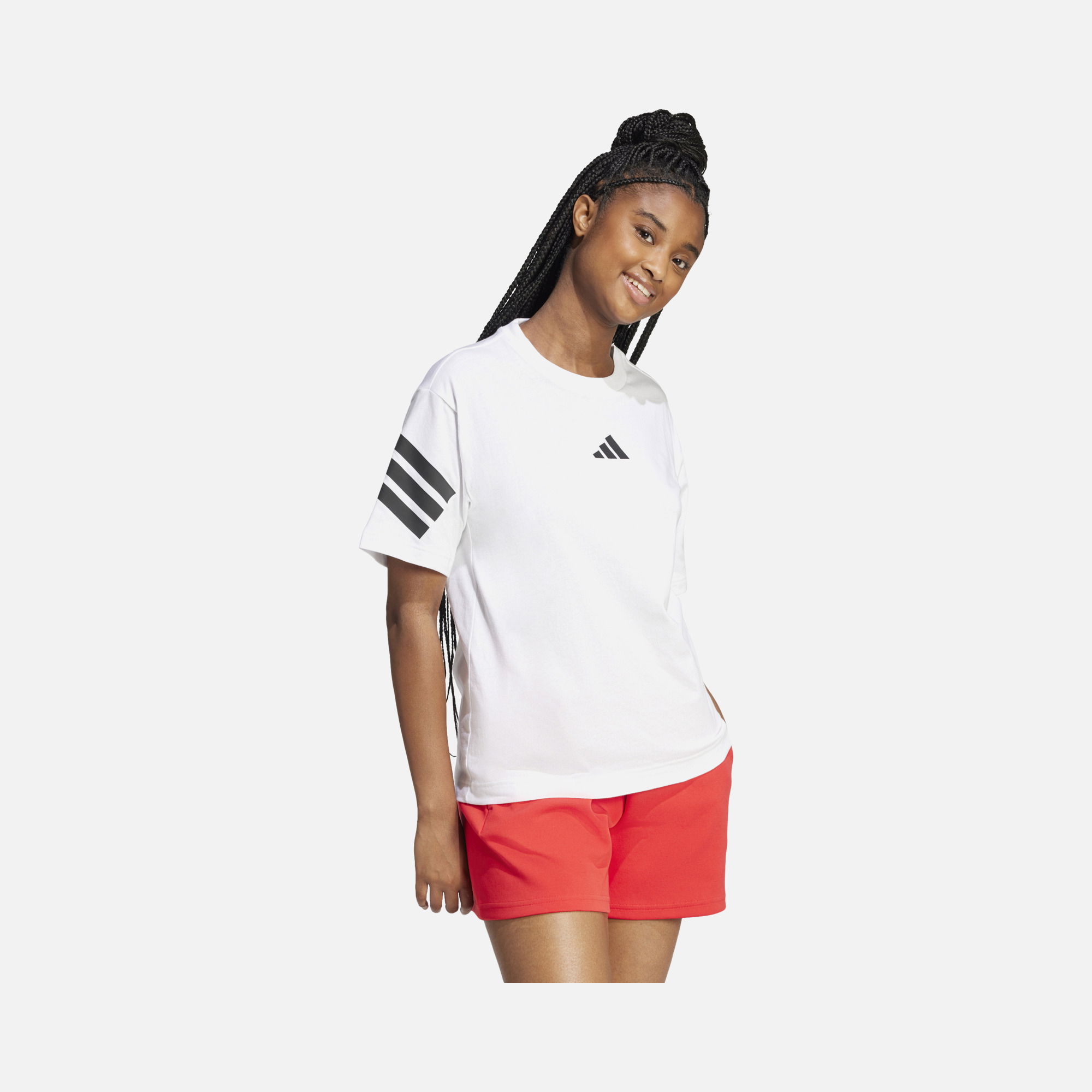 adidas Sportswear Future Icons 3-Stripes & 3-Bar Logo Detail Short-Sleeve Kadın Tişört