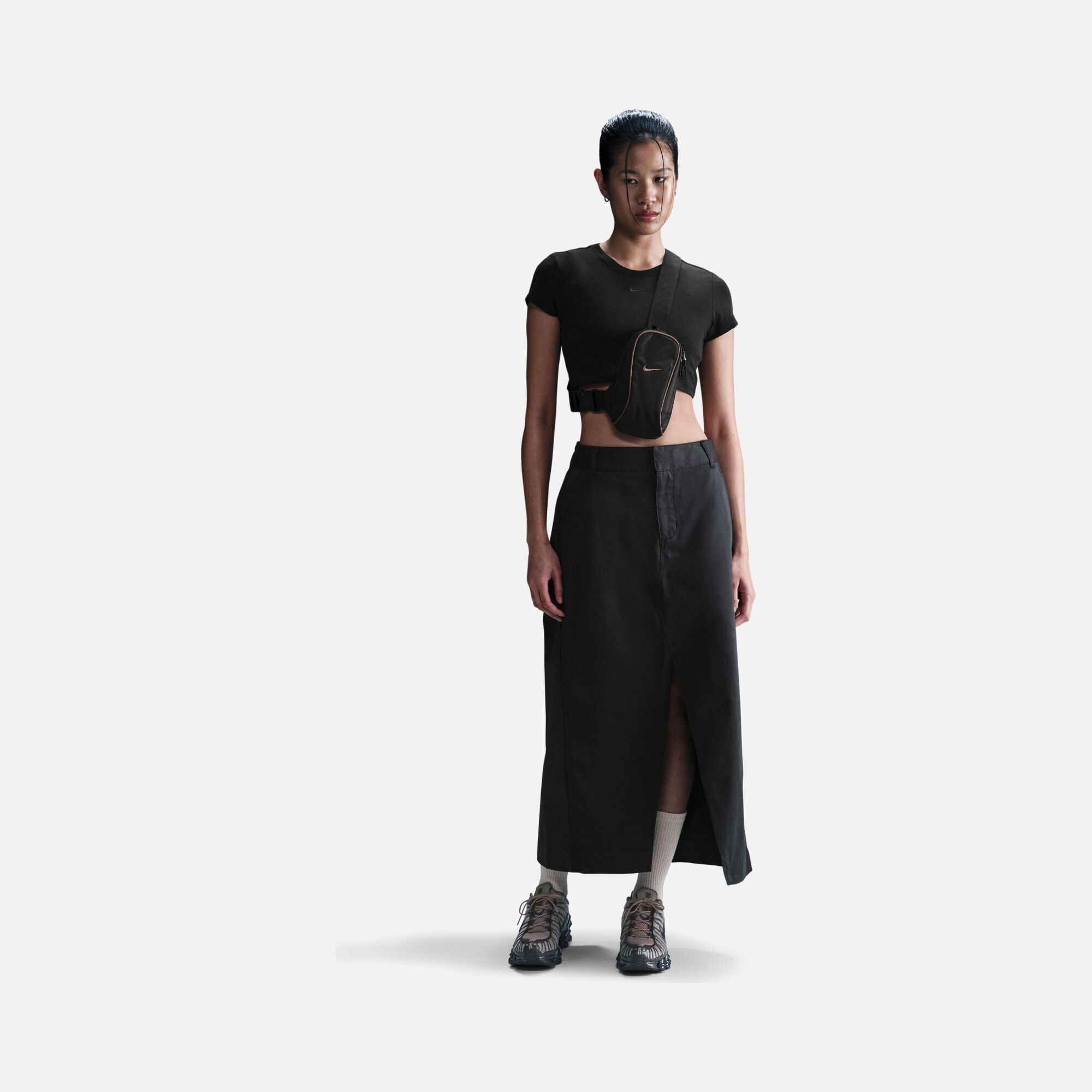 Nike Sportswear Collection Twill Ribbed Fabric Slit Long Kadın Etek