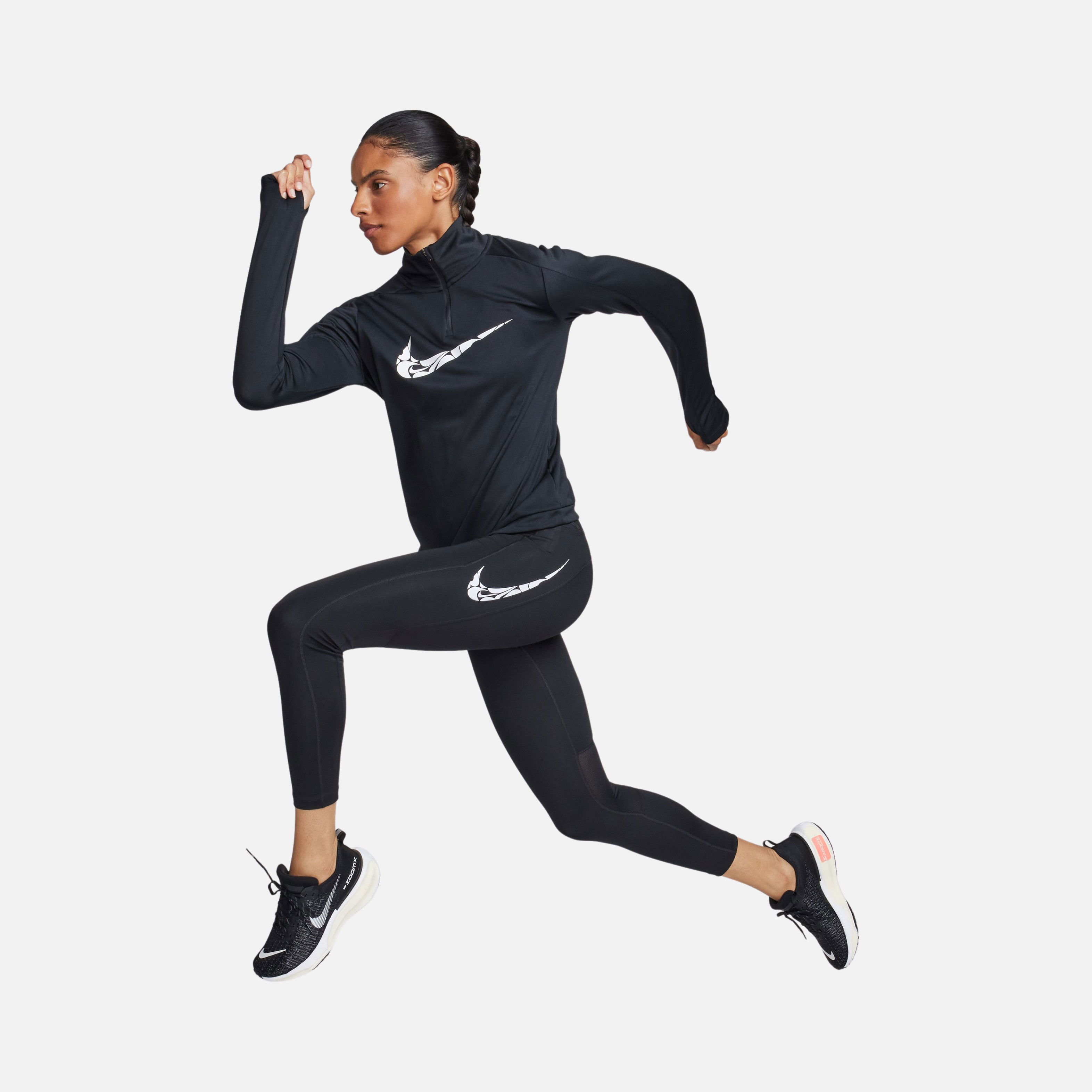 Nike Dri-Fit Fast Printed Swoosh Logo HBR Mid-Rise 7/8 Running Kadın Tayt