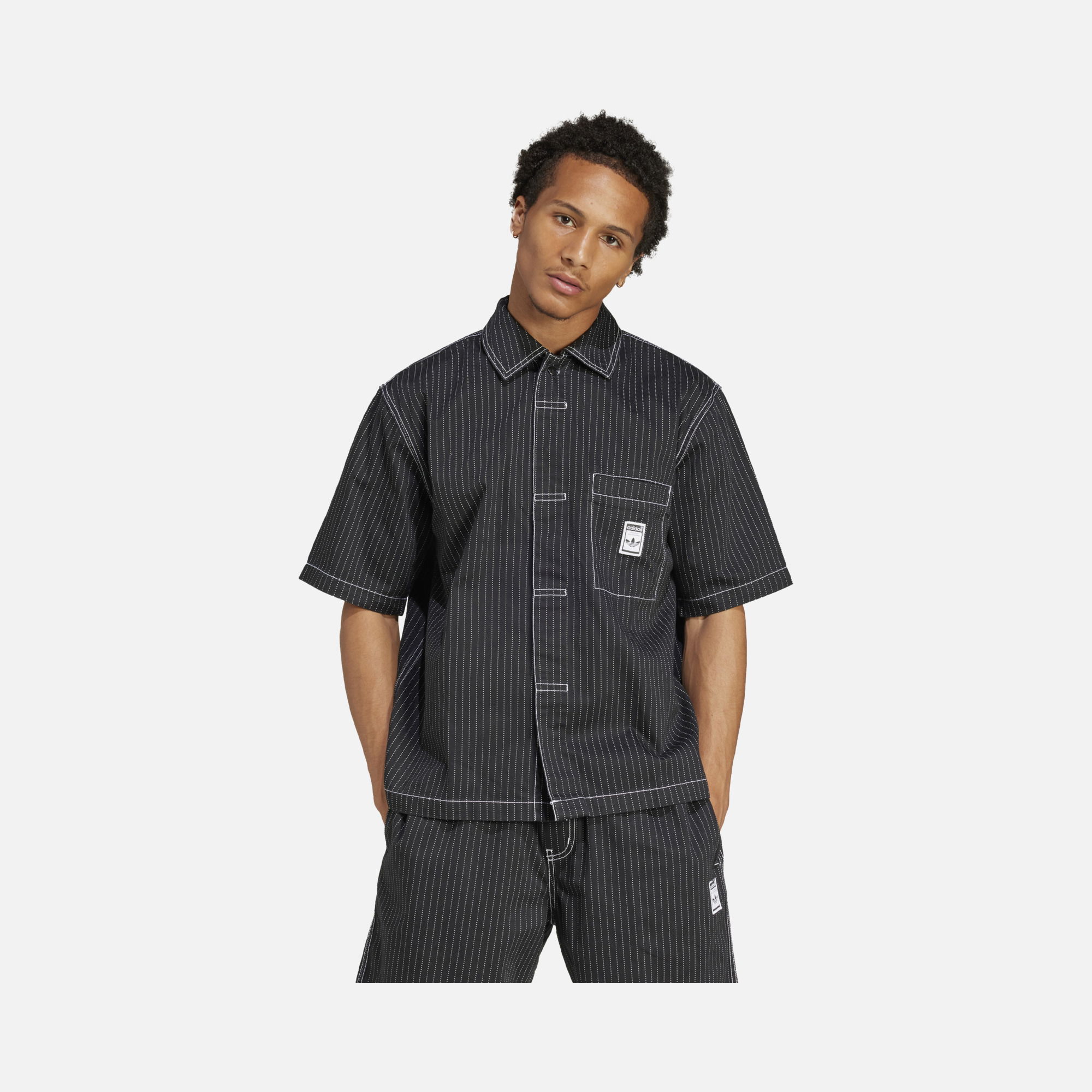 adidas Originals Wabash Dot Print Loose Cut Full-Buttoned Short-Sleeve Erkek Gömlek