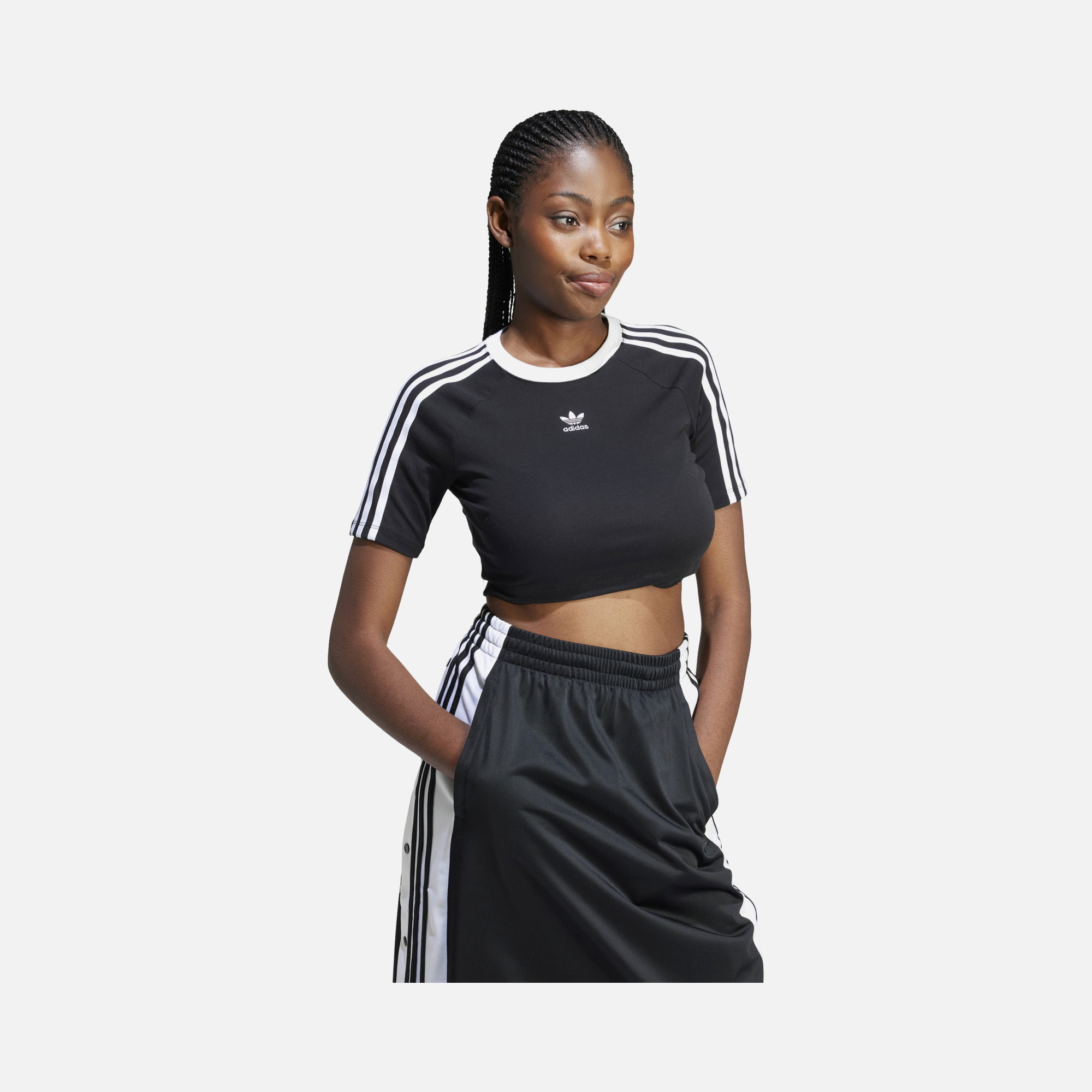 adidas Originals 3-Stripes Baby Slim Cut Crew Neck Cropped Short-Sleeve Kadın Tişört