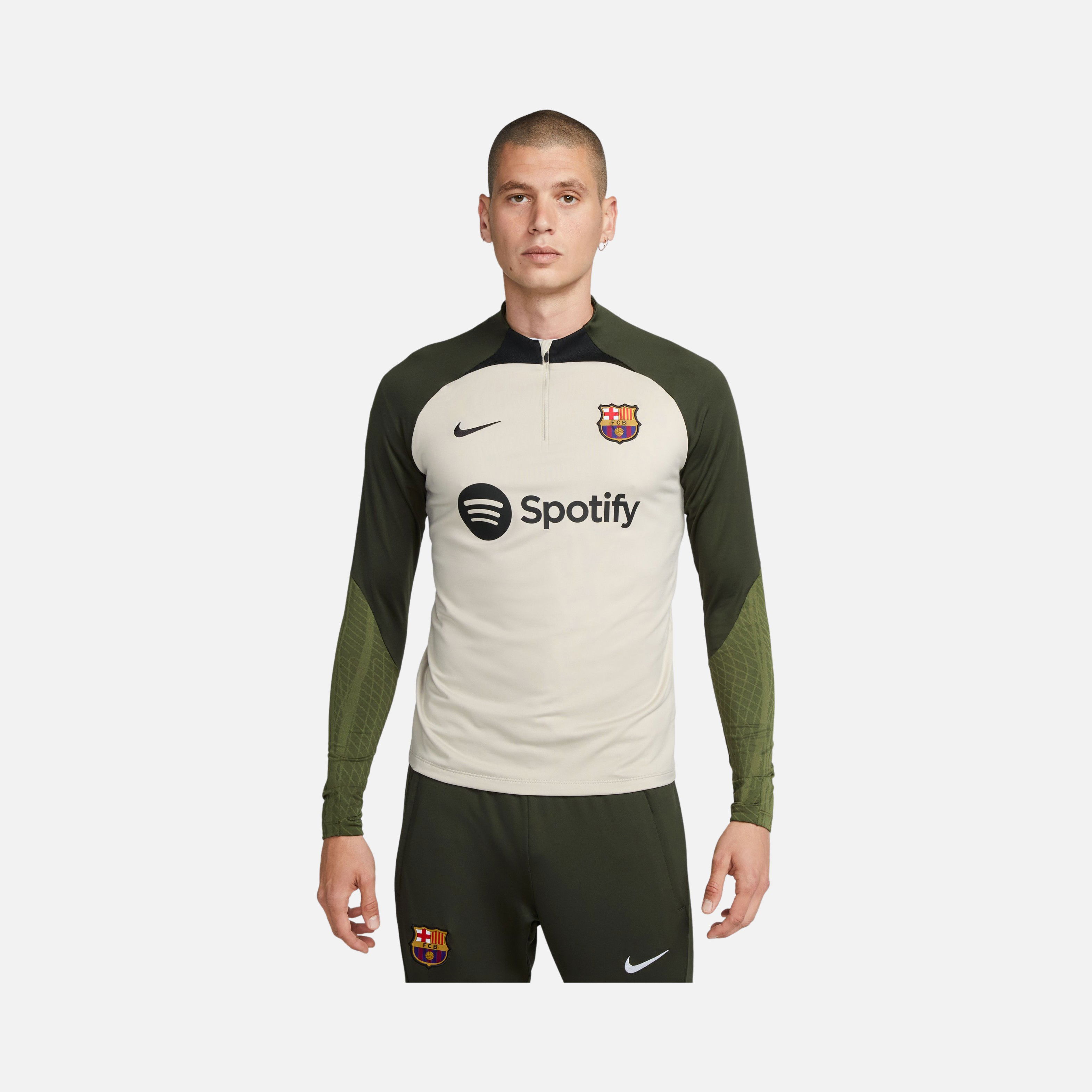 Nike Dri-Fit FC Barcelona Strike Soccer 1/4 Zip Long-Sleeve Erkek Tişört
