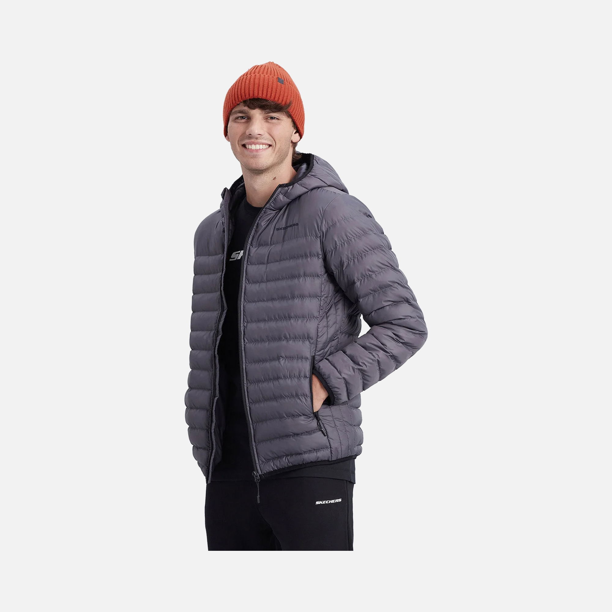 Skechers Essential Padded Lightweight Full-Zip Hoodie Erkek Mont